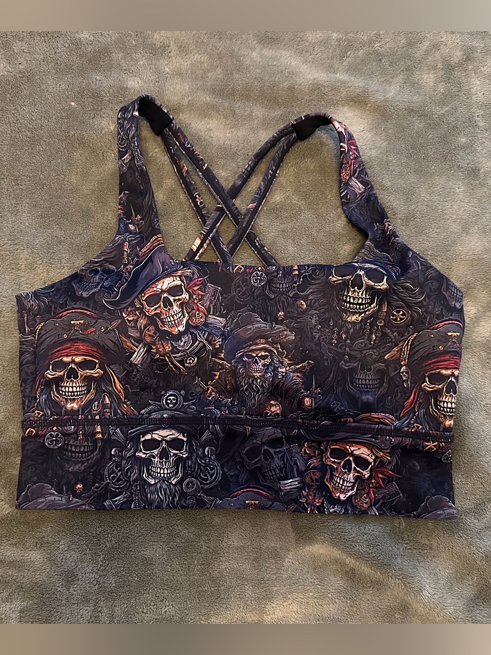 Constantly Varied Gear Longline Sports Bra in Pirate Skull Print